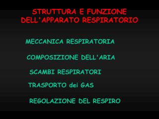 STRUTTURA E FUNZIONE DELL'APPARATO RESPIRATORIO