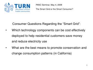 Consumer Questions Regarding the “Smart Grid”: