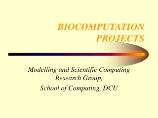 BIOCOMPUTATION PROJECTS