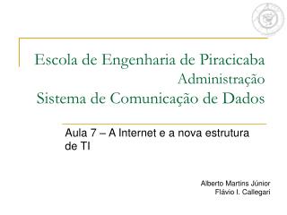 Escola de Engenharia de Piracicaba Administração Sistema de Comunicação de Dados