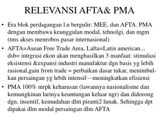 RELEVANSI AFTA&amp; PMA