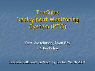 IceCube Deployment Monitoring System (PTS)