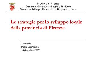 Le strategie per lo sviluppo locale della provincia di Firenze