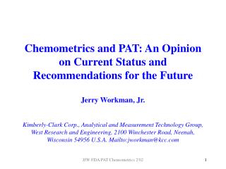 Chemometrics Defined...