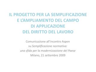 Comunicazione all’incontro Aspen su Semplificazione normativa: