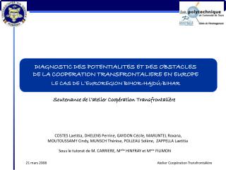 DIAGNOSTIC DES POTENTIALITES ET DES OBSTACLES DE LA COOPERATION TRANSFRONTALIERE EN EUROPE