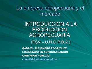 La empresa agropecuaria y el mercado