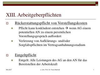 XIII. Arbeitgeberpflichten