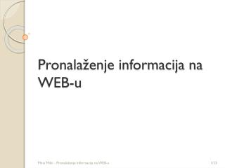 Pronalaženje informacija na WEB-u