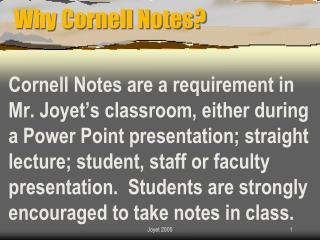 Why Cornell Notes?