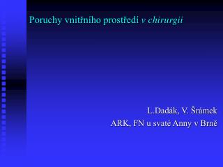 Poruchy vnitřního prostředí v chirurgii