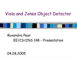 Viola and Jones Object Detector