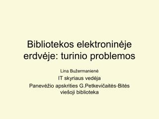 Bibliotekos elektroninėje erdvėje: turinio problemos