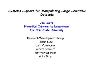 Systems Support for Manipulating Large Scientific Datasets