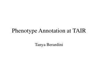 Phenotype Annotation at TAIR