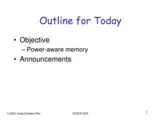 Outline for Today