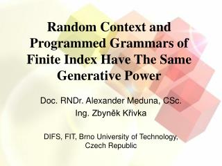 Random Context and Programmed Grammars of Finite Index Have The Same Generative Power