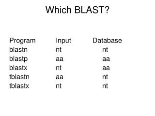 Which BLAST?