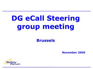 DG eCall Steering group meeting Brussels