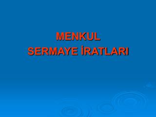 MENKUL SERMAYE İRATLARI