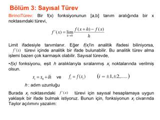 Bölüm 3: Sayısal Türev