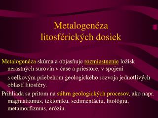 Metalogenéza litosférických dosiek