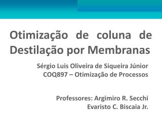 Otimização de coluna de Destilação por Membranas