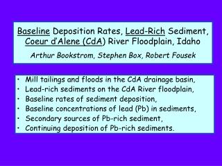 Mill tailings and floods in the CdA drainage basin,