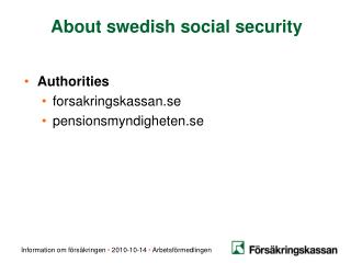 About swedish social security