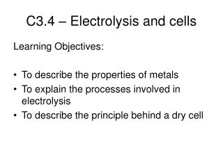 C3.4 – Electrolysis and cells