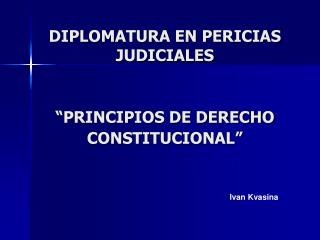 DIPLOMATURA EN PERICIAS JUDICIALES “PRINCIPIOS DE DERECHO CONSTITUCIONAL”