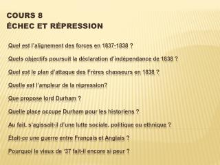 COURS 8 ÉCHEC ET RÉPRESSION