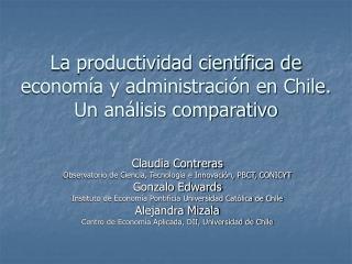 La productividad científica de economía y administración en Chile. Un análisis comparativo