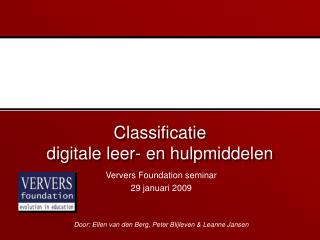Classificatie digitale leer- en hulpmiddelen