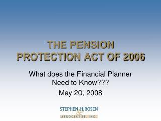 THE PENSION PROTECTION ACT OF 2006