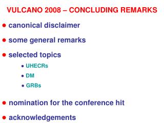 ● canonical disclaimer ● some general remarks ● selected topics