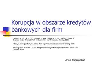 Korupcja w obszarze kredytów bankowych dla firm