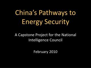 China’s Pathways to Energy Security