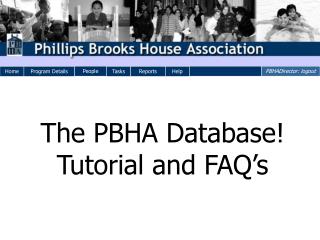 The PBHA Database! Tutorial and FAQ’s