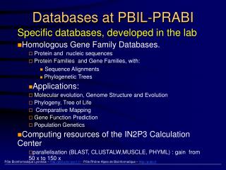 Databases at PBIL-PRABI