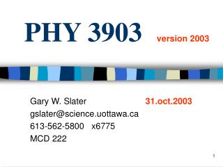 PHY 3903 version 2003