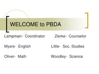 WELCOME to PBDA