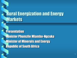 Rural Energization and Energy Markets