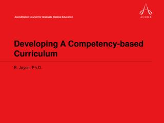 Developing A Competency-based Curriculum
