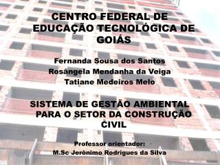 CENTRO FEDERAL DE EDUCAÇÃO TECNOLÓGICA DE GOIÁS Fernanda Sousa dos Santos