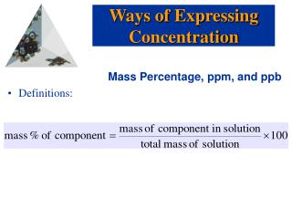 Mass Percentage, ppm, and ppb Definitions: