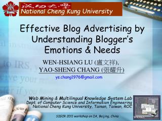 Effective Blog Advertising by Understanding Blogger’s Emotions & Needs