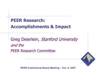 PEER Institutional Board Meeting – Oct. 9, 2007