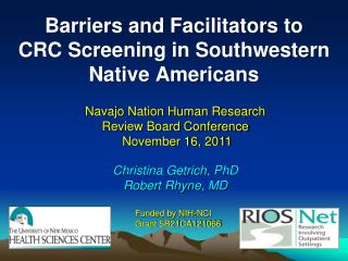 Barriers and Facilitators to CRC Screening in Southwestern Native Americans