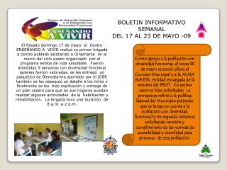 BOLETIN INFORMATIVO SEMANAL DEL 17 AL 23 DE MAYO -09